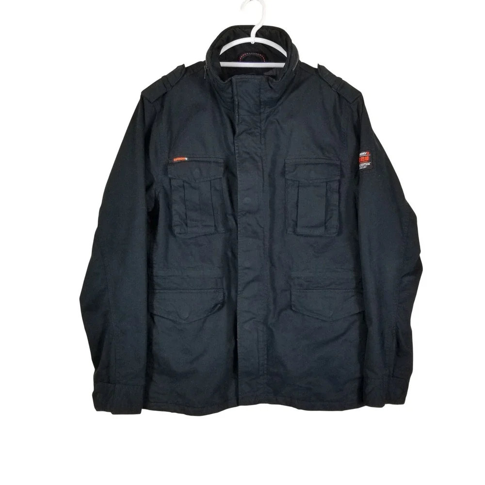 Superdry Field Jacket Men Large Black Rookie Edition Military M5010233A
